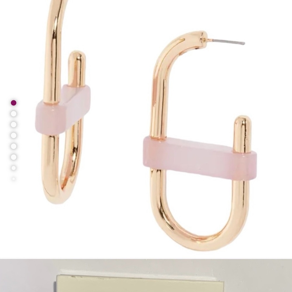 Open Edit Resin Band Oval Hoop Pierced Earrings in Purple